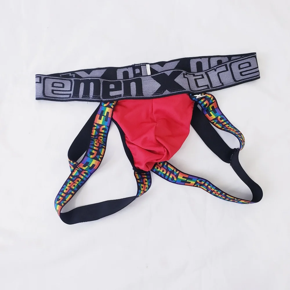 Xtremen Red Pride Jockstrap Mens Underwear LGBT Size Medium NWOT